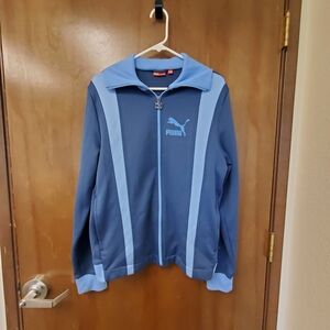 NWOT Men's Vintage Style Puma Zipper Track Jacket in Blue size L